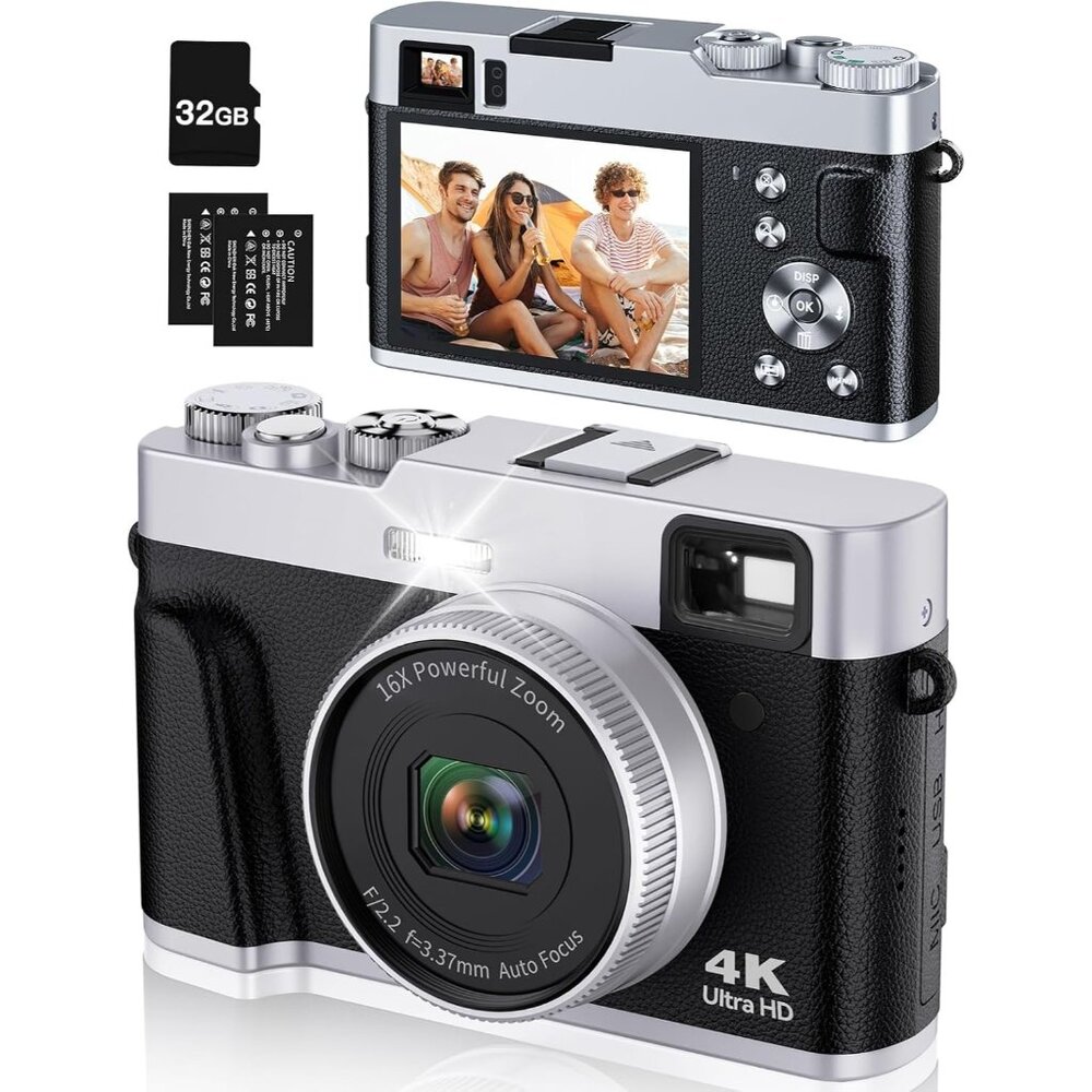 4K Digital Camera with Viewfinder & Dial, 48MP Vlogging Camera for Photography